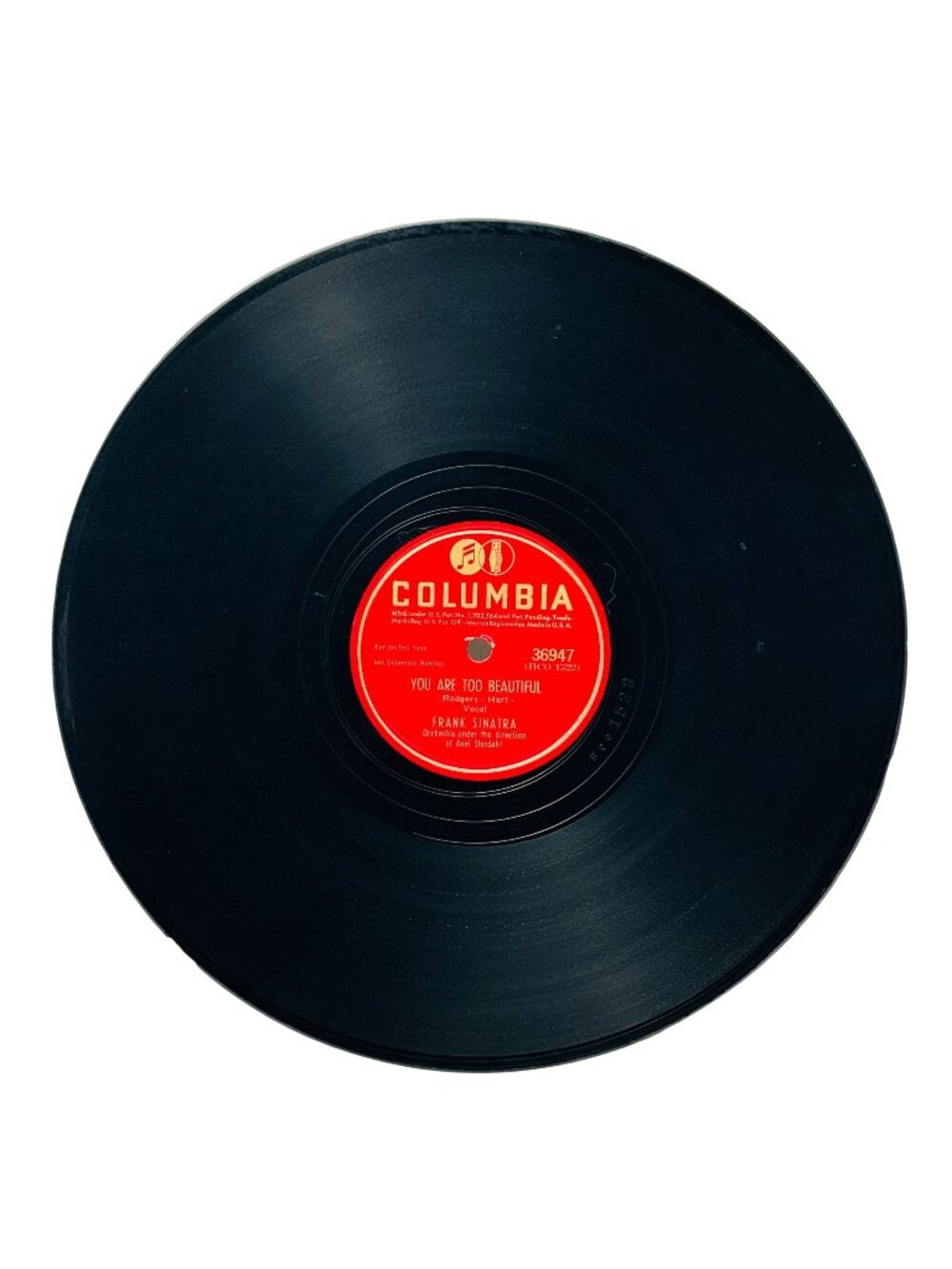 Frank Sinatra You Are Too Beautiful 10 Inch Shellac 78 RPM Columbia 36947 VG+